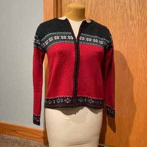 Ladies Zip-up Wool Winter Sweater - Medium